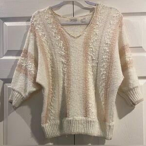 Vtg 90s Margules Size Small Cottagecore 3/4 Sleeve Cream Sweater